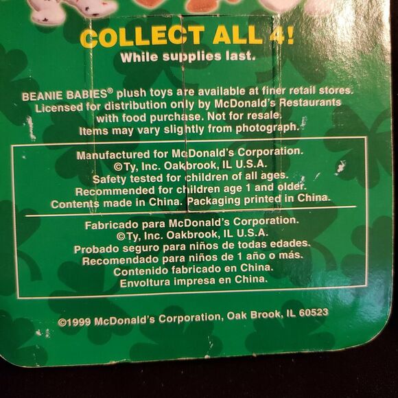 Ty Beanie Baby Erin The Bear 1997 Retired PVC Pellets 4th Gen McDonalds Emerald - Picture 7 of 8